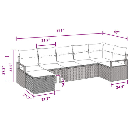 Soffset 7 st 7-Antal sittplatser Brun och Röd konstrotting