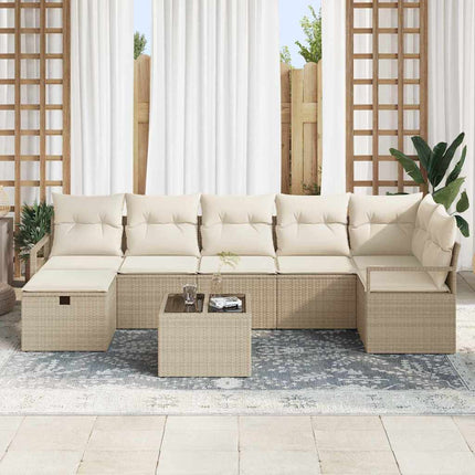 Soffset med kudde 8 pcs Beige och gräddfärgad konstrotting