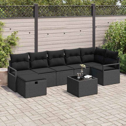Soffset med kudde med lagring 8 pcs Svart konstrotting