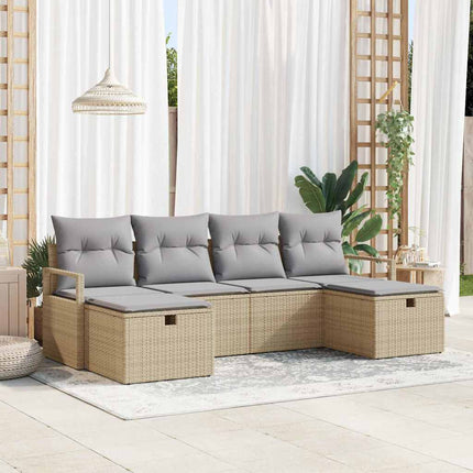Soffset 6 st 6-Antal sittplatser Beige och Ljusgrå konstrotting