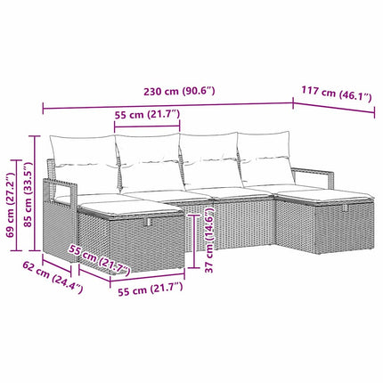 Soffset med kudde med lagring 6 pcs Ljusgrå konstrotting