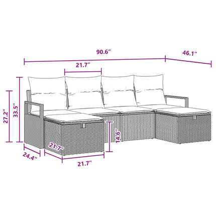 Soffset 6 st 6-Antal sittplatser Svart och turkos konstrotting