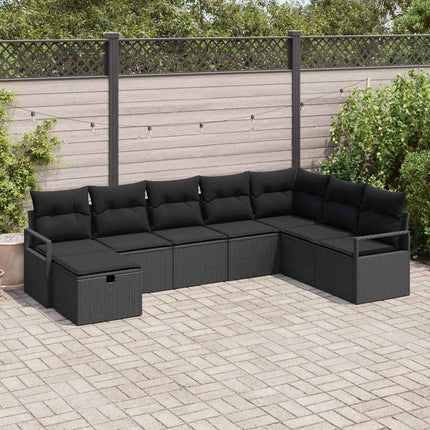 Soffset med kudde med lagring 8 pcs Svart konstrotting