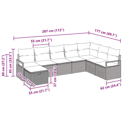 Soffset med kudde med lagring 8 pcs Svart konstrotting