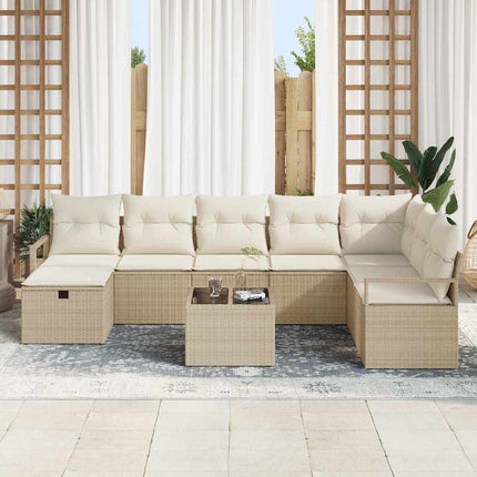 Soffset med kudde 9 pcs Beige och gräddfärgad konstrotting
