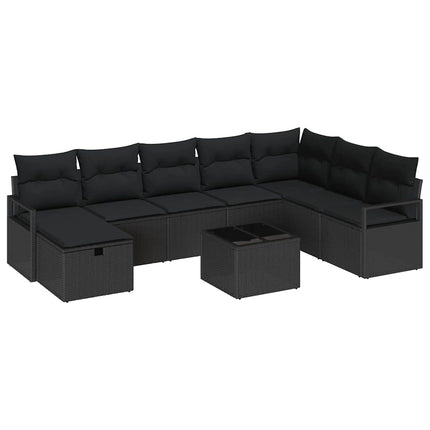 Soffset med kudde med lagring 9 pcs Svart konstrotting