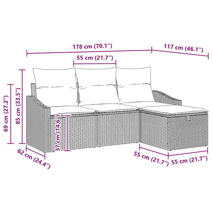 Soffset med kudde med lagring 4 pcs Svart konstrotting