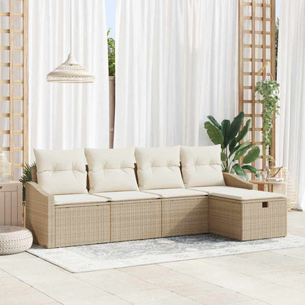 Soffset med kudde med lagring 5 pcs Beige konstrotting