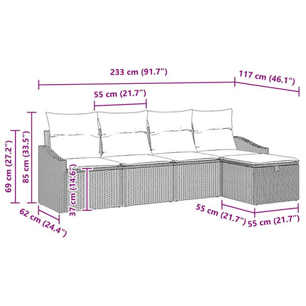 Soffset med kudde med lagring 5 pcs Svart konstrotting