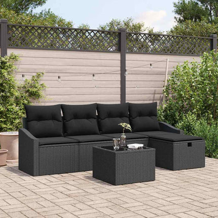 Soffset med kudde med lagring 6 pcs Svart konstrotting