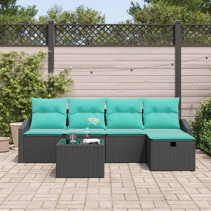 Soffset med kudde med lagring 6 pcs Svart konstrotting