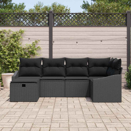 Soffset med kudde med lagring 6 pcs Svart konstrotting
