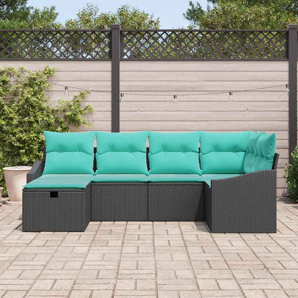 Soffset med kudde med lagring 6 pcs Svart konstrotting