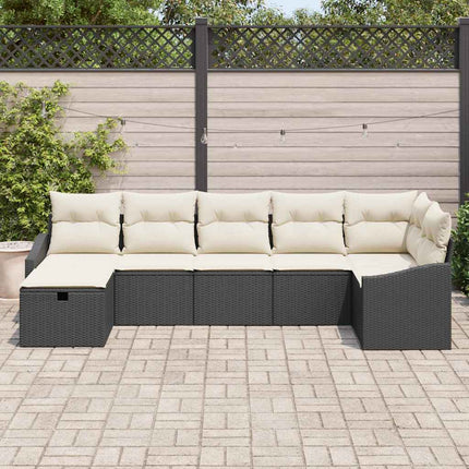 Soffset med kudde med lagring 7 pcs Svart konstrotting