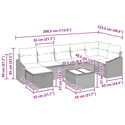 Soffset med kudde med lagring 8 pcs konstrotting