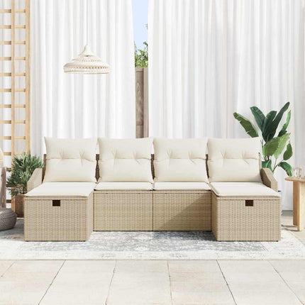 Trädgårdsoffset med kudde 6 pcs Beige Poly rattan