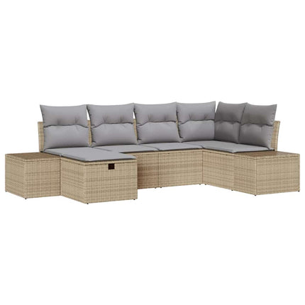 Trädgårdsoffset 6 st Beige konstrotting