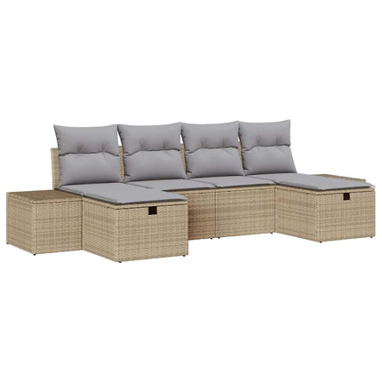Trädgårdsoffset 6 st Beige konstrotting