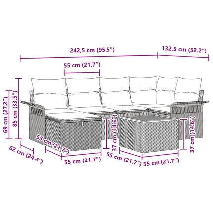 Trädgårdsoffset med kudde med lagring 7 pcs Svart konstrotting
