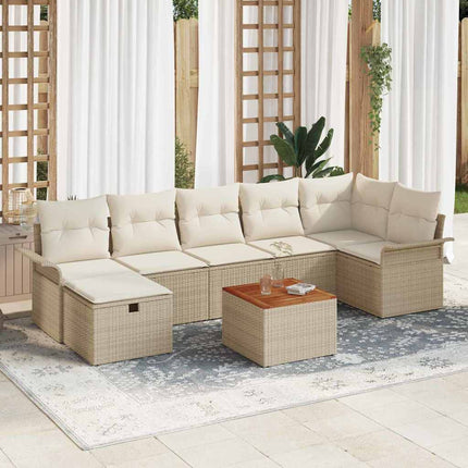 Trädgårdsoffset med kudde med lagring 8 pcs Beige konstrotting