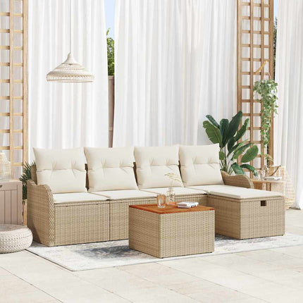 Trädgårdsoffset 6 st Beige konstrotting