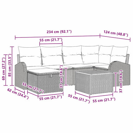 Trädgårdsoffset med kudde med lagring 7 pcs Svart konstrotting