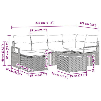 Trädgårdsoffset med kudde med lagring 7 pcs Beige konstrotting