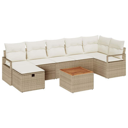 Trädgårdsoffset med kudde med lagring 8 pcs Beige konstrotting