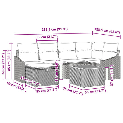 Trädgårdsoffset med kudde med lagring 7 pcs Svart konstrotting
