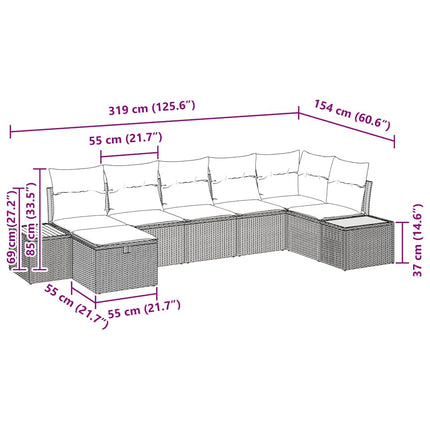 Trädgårdsoffset med kudde 7 pcs Beige konstrotting