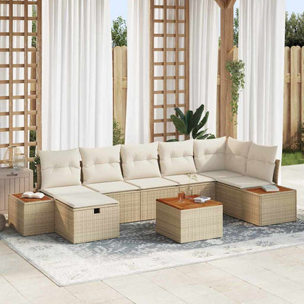 Trädgårdsoffset med kudde 8 pcs Beige konstrotting