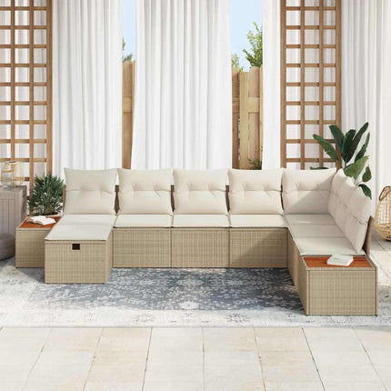 Trädgårdsoffset med kudde 9 pcs Beige konstrotting