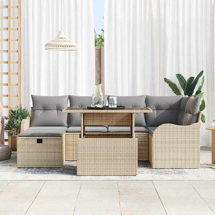 Trädgårdsoffset 7 st Beige konstrotting