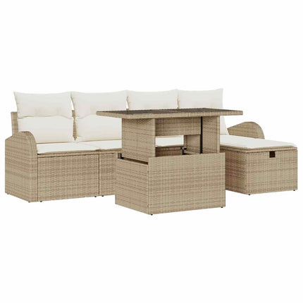 Trädgårdsoffset 6 st Beige konstrotting