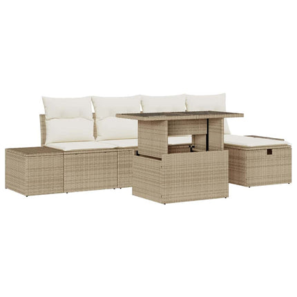 Trädgårdsoffset 6 st Poly rattan