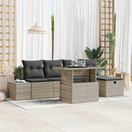 Trädgårdsoffset 6 st Poly rattan