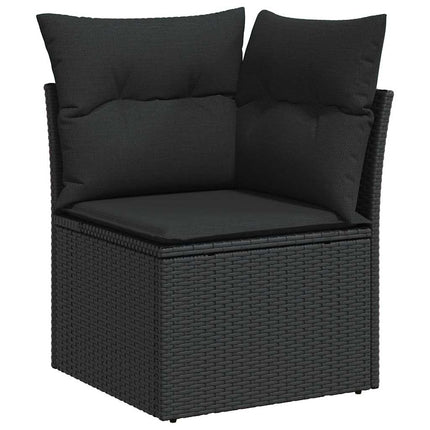 Trädgårdsoffset med kudde med lagring 7 pcs Svart Poly rattan