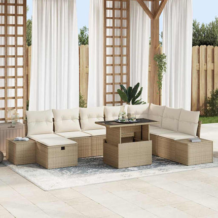 Trädgårdsoffset 11 pcs Beige Poly rattan