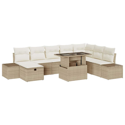 Trädgårdsoffset 11 pcs Beige Poly rattan