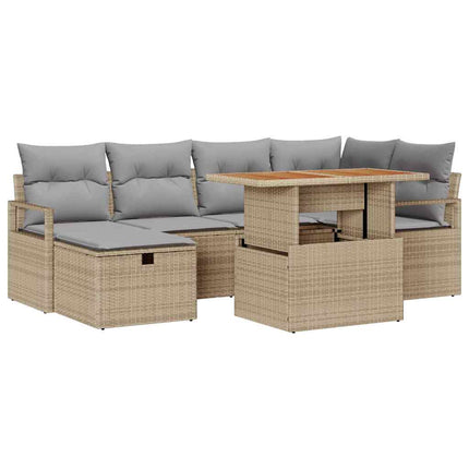 Trädgårdsoffset 7 st Beige konstrotting