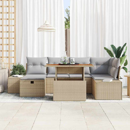 Trädgårdsoffset 7 st Beige konstrotting