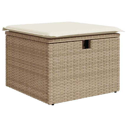 Trädgårdsoffset med kudde med lagring 9 pcs Beige konstrotting