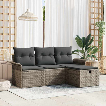 Trädgårdsoffset med kudde med lagring 4 pcs Poly rattan