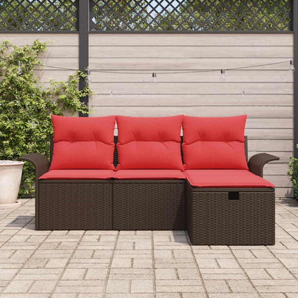 Trädgårdsoffset med kudde med lagring 4 pcs Poly rattan