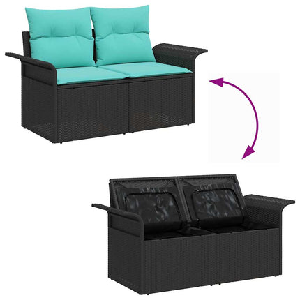 Trädgårdsoffset med kudde med lagring 4 pcs Poly rattan