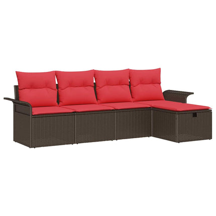 Trädgårdsoffset med kudde med lagring 5 pcs Poly rattan