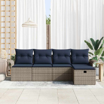 Trädgårdsoffset med kudde med lagring 5 pcs Poly rattan