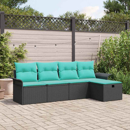 Trädgårdsoffset med kudde med lagring 5 pcs Poly rattan