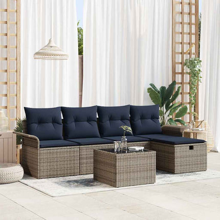 Trädgårdsoffset 6 st Poly rattan
