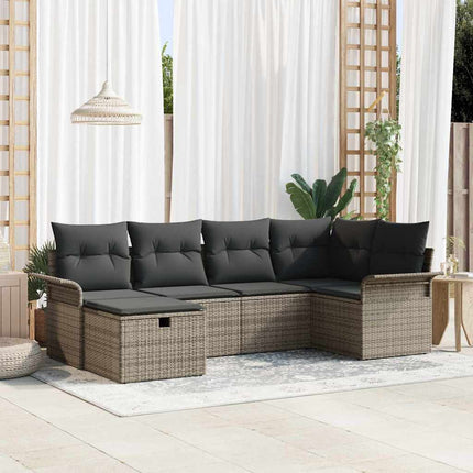 Trädgårdsoffset med kudde med lagring 6 pcs Poly rattan